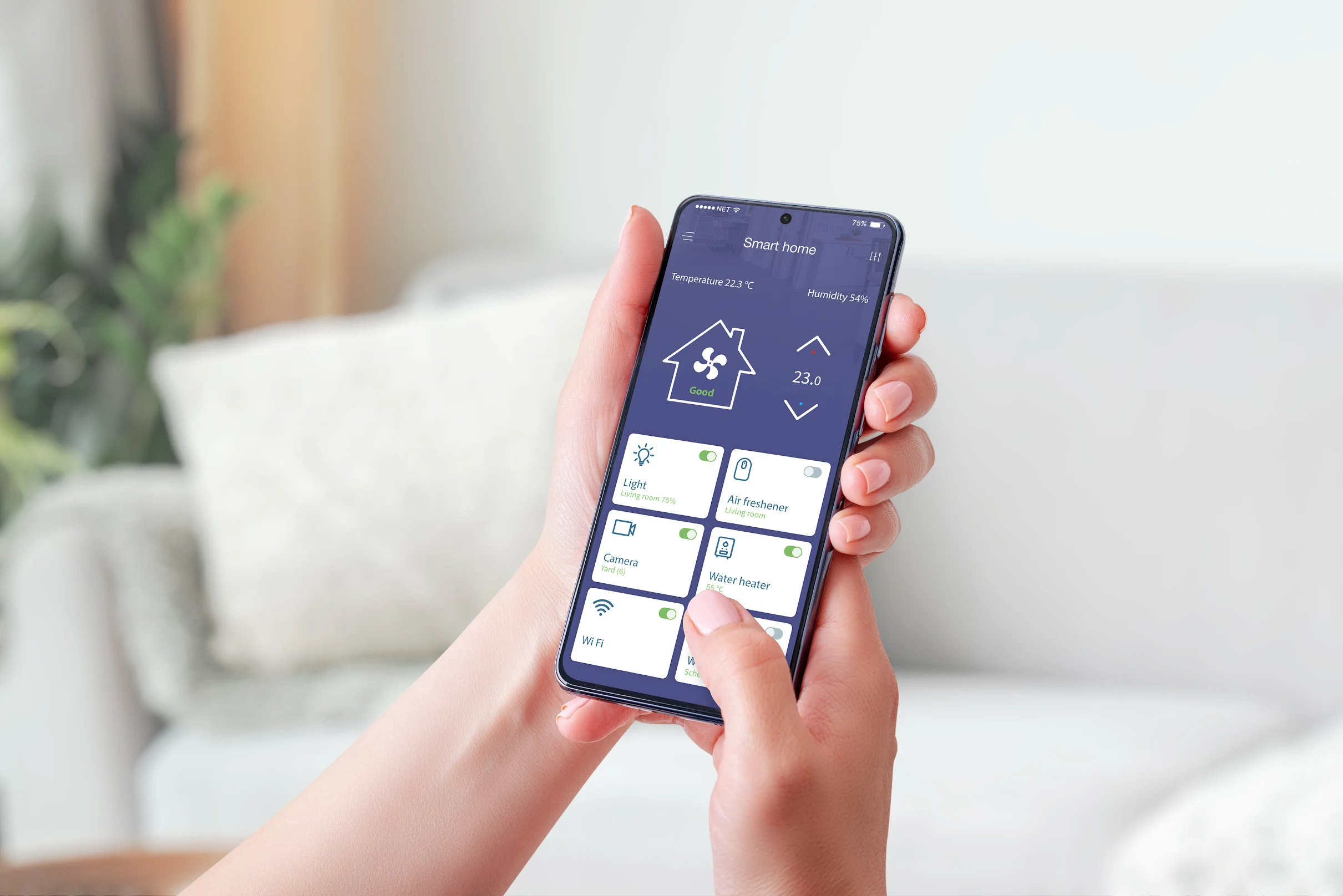 Smart home automation system with wireless controls and security features